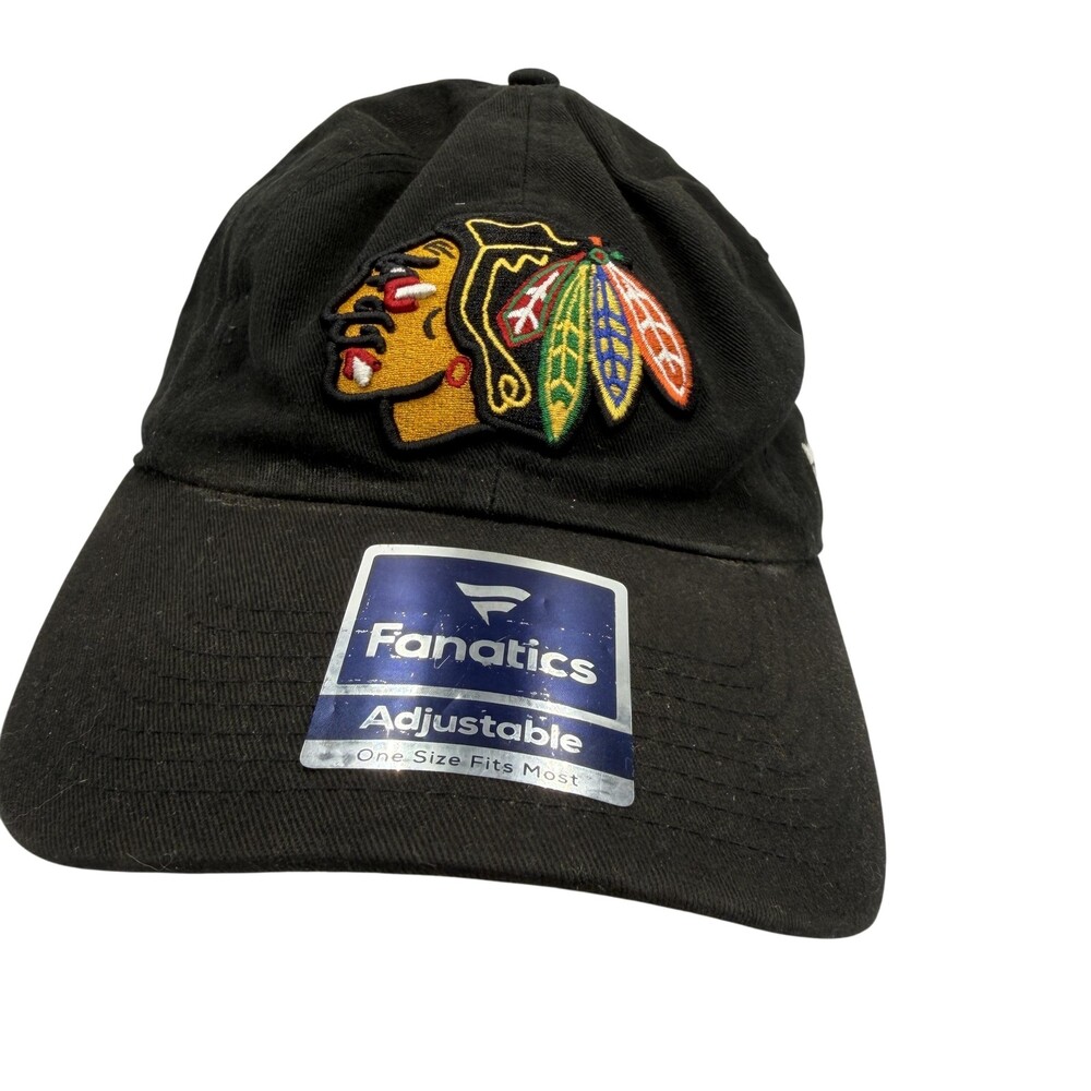 Chicago Blackhawks Hat Cap Strap Back One Size Mens Black NHL Hockey Fanatics